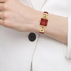 Coach Montre Cuir<Montre 14504358 - Montre Cuir Rouge Femme