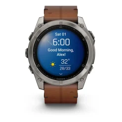 Garmin Montre Connectée|Montre Cuir<Montre Connectée - 010-02905-40 Fēnix 8 Amoled - 51Mm - Sapphire, Titane, Carbon Gray Dlc Avec Bracelet Cuir Marron + Bracelet Silicone Noir