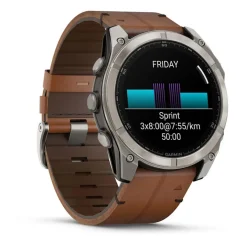 Garmin Montre Connectée|Montre Cuir<Montre Connectée - 010-02905-40 Fēnix 8 Amoled - 51Mm - Sapphire, Titane, Carbon Gray Dlc Avec Bracelet Cuir Marron + Bracelet Silicone Noir