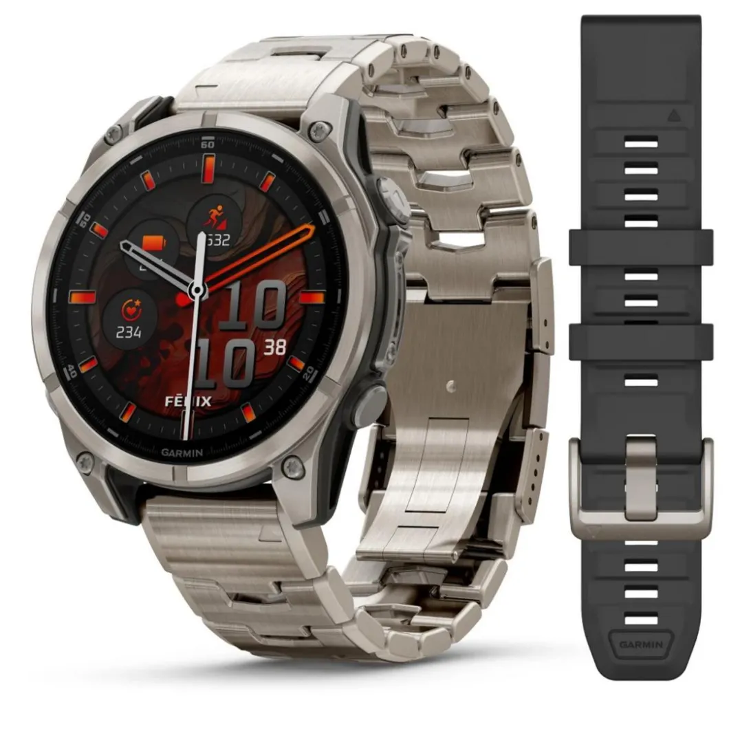 Garmin Montre Connectée|Montre Connectée<Montre Connectée - 010-02904-40 Fēnix 8 Amoled - 47Mm - Sapphire, Titanium Avec Bracelet Titanium + Bracelet Silicone Noir