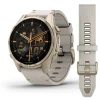 Garmin Montre Connectée|Montre Connectée<Montre Connectée - 010-02903-40 Fēnix 8 Amoled - 43Mm - Sapphire, Soft Gold Avec Bracelet Cuir Beige Crème + Bracelet Silicone Gris Cendré