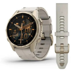 Garmin Montre Connectée|Montre Connectée<Montre Connectée - 010-02903-40 Fēnix 8 Amoled - 43Mm - Sapphire, Soft Gold Avec Bracelet Cuir Beige Crème + Bracelet Silicone Gris Cendré