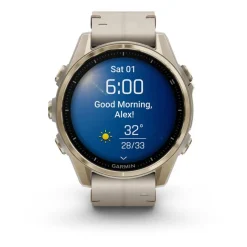 Garmin Montre Connectée|Montre Connectée<Montre Connectée - 010-02903-40 Fēnix 8 Amoled - 43Mm - Sapphire, Soft Gold Avec Bracelet Cuir Beige Crème + Bracelet Silicone Gris Cendré
