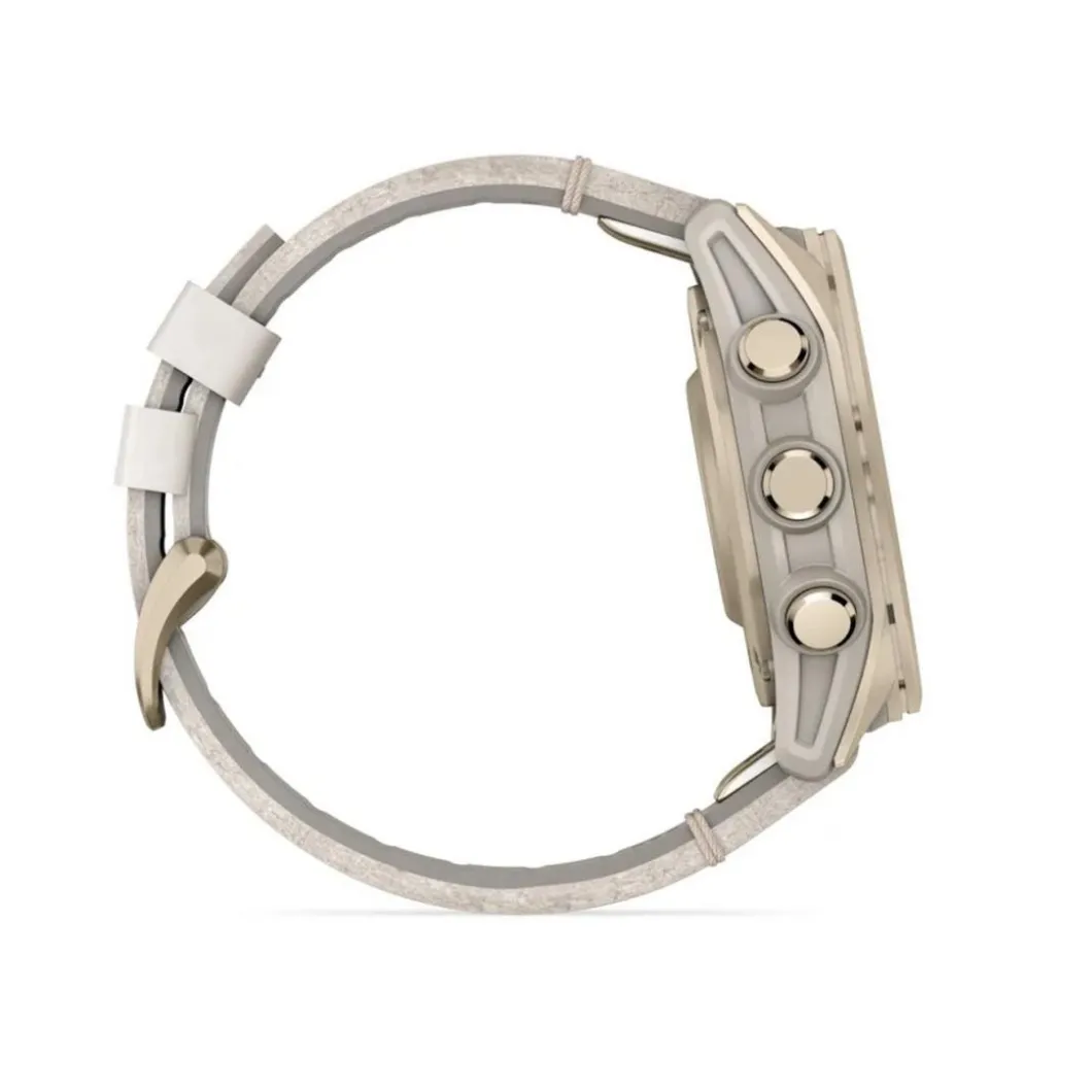 Garmin Montre Connectée|Montre Connectée<Montre Connectée - 010-02903-40 Fēnix 8 Amoled - 43Mm - Sapphire, Soft Gold Avec Bracelet Cuir Beige Crème + Bracelet Silicone Gris Cendré