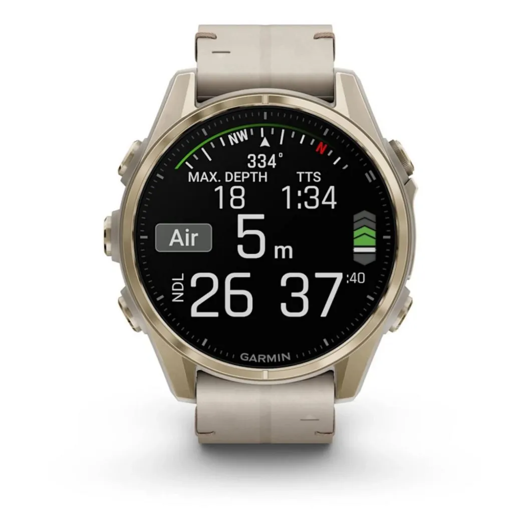 Garmin Montre Connectée|Montre Connectée<Montre Connectée - 010-02903-40 Fēnix 8 Amoled - 43Mm - Sapphire, Soft Gold Avec Bracelet Cuir Beige Crème + Bracelet Silicone Gris Cendré