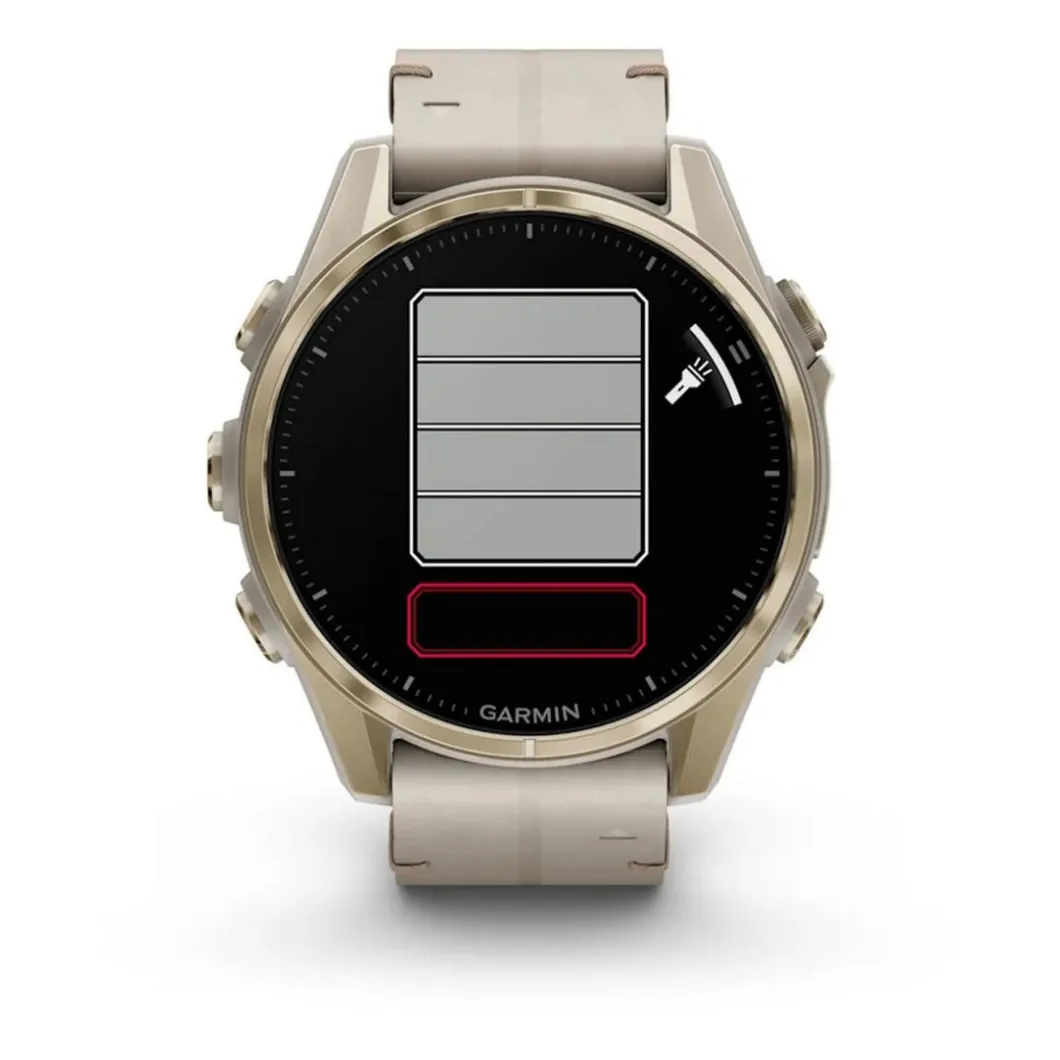 Garmin Montre Connectée|Montre Connectée<Montre Connectée - 010-02903-40 Fēnix 8 Amoled - 43Mm - Sapphire, Soft Gold Avec Bracelet Cuir Beige Crème + Bracelet Silicone Gris Cendré