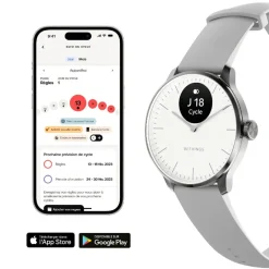 Withings Montre Connectée<Montre de Santé Connecté Femme Scanwatch Light - Wsw L White Bracelet Caoutchouc Gris