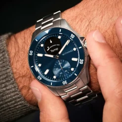 Withings Montre Connectée|Montre Acier<Montre de Santé Connectée Homme Scanwatch Nova - Wsw N Blue Bracelet Acier Argent