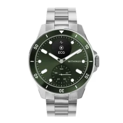 Withings Montre Connectée|Montre Acier<Montre de Santé Connectée Homme Scanwatch Nova - Wsw N Green Bracelet Acier Argent