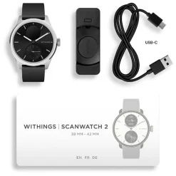 Withings Montre Connectée|Montre Connectée<Montre de Santé Connectée Mixte Scanwatch 2 - Wsw 242 Black Bracelet Caoutchouc Noir