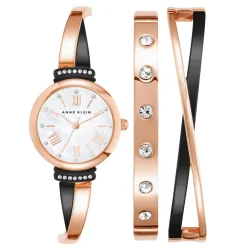 Anne Klein Montre Acier<Montre femme AK-2245GYST + 2 Bracelets Doré rose - Promo Box Set