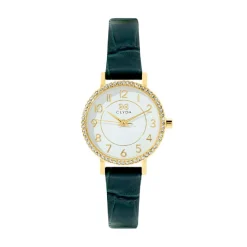 Clyda Montre Cuir<Montre Femme Justine - CLA826DWV Bracelet Cuir Vert
