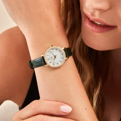 Clyda Montre Cuir<Montre Femme Justine - CLA826DWV Bracelet Cuir Vert