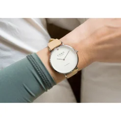 COMO MILANO Montre Cuir<Montre Femme Diamond - CM033-104-2BEI Bracelet Cuir Beige