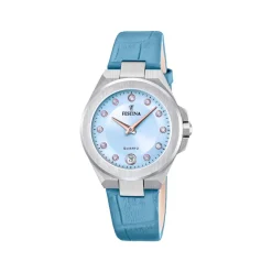 Festina Montre Cuir<Montre Femme Mademoiselle - F20701-3 Bracelet Cuir Bleu