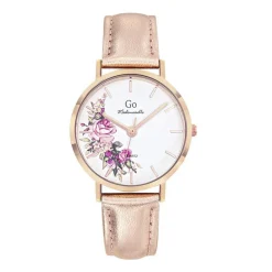 Go Mademoiselle Montre Cuir<Montre Femme Fleurs - 699594 Bracelet Doré rose