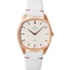 Knut Gadd Montre Cuir<Montre Femme Octagon K02008 - Bracelet Cuir Blanc