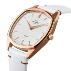 Knut Gadd Montre Cuir<Montre Femme Octagon K02008 - Bracelet Cuir Blanc