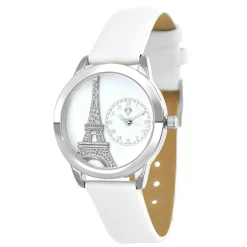 So Charm Montres Montre Cuir<Montre femme MF457-BLANC - Bracelet en Cuir Blanc Argent