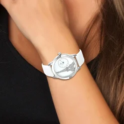 So Charm Montres Montre Cuir<Montre femme MF457-BLANC - Bracelet en Cuir Blanc Argent