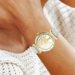 So Charm Montres Montre Cuir<Montre femme MF468-BLANC - Bracelet Synthétique Blanc Doré rose