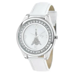 So Charm Montres Montre Cuir<Montre femme MF458-BLANC - Bracelet en Cuir Blanc Argent