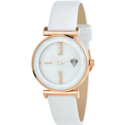 So Charm Montres Montre Cuir<Montre femme MF476-BLANC - Bracelet Cuir Blanc Doré rose