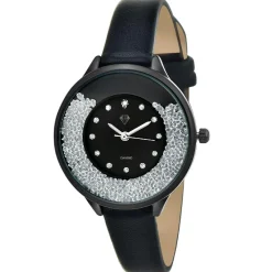 So Charm Montres Montre Cuir<Montre femme MF459-DIAMANT- - Bracelet en Cuir Noir