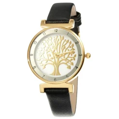So Charm Montres Montre Cuir<Montre femme MF468-NOIR - Bracelet Synthétique Noir Doré