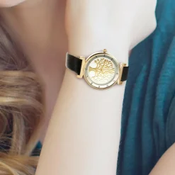 So Charm Montres Montre Cuir<Montre femme MF468-NOIR - Bracelet Synthétique Noir Doré