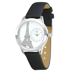 So Charm Montres Montre Cuir<Montre femme MF457-NOIR - Bracelet en Cuir Noir Argent