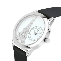 So Charm Montres Montre Cuir<Montre femme MF457-NOIR - Bracelet en Cuir Noir Argent