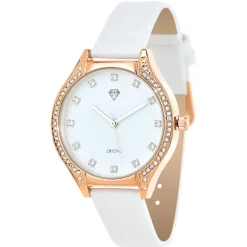 So Charm Montres Montre Cuir<Montre femme MF447-ORROSE - Bracelet Cuir Blanc Doré rose