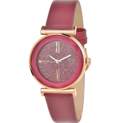 So Charm Montres Montre Cuir<Montre femme MF476-ROUGE - Bracelet Cuir Rouge Doré