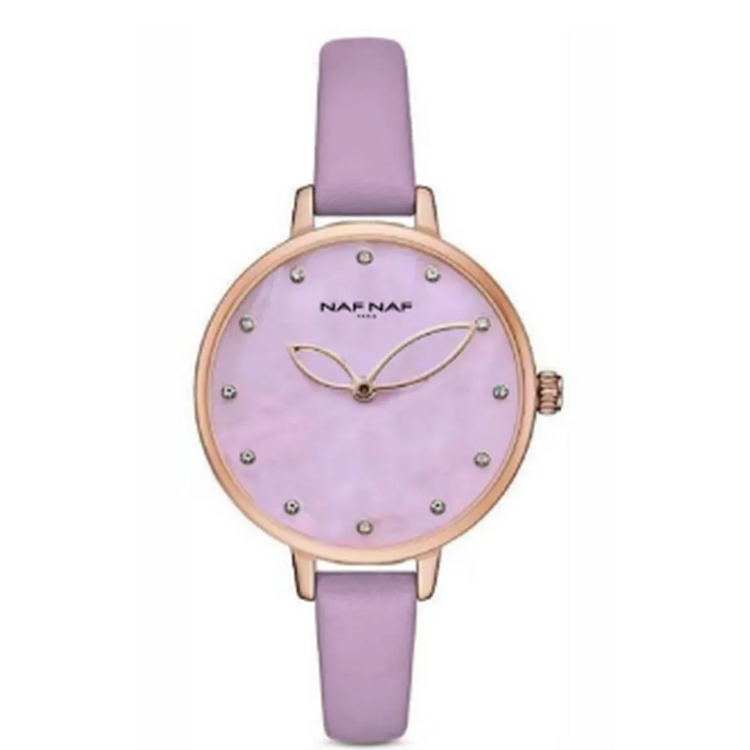 Naf Naf Montre Cuir<Montre Femme - NAFW1022 Bracelet Cuir Violet