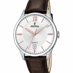 Festina Montre Cuir<Montre CLASSIQUE F20426-4 - Montre ACIER CADRAN ARGENT CUIR BRUN Montres