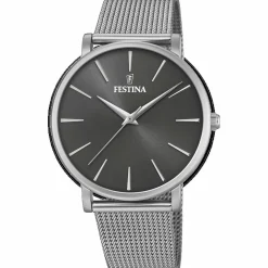 Festina Montre Acier<Montre F20475-4 - Boyfriend acier cadran noir index et bracelet milanais acier