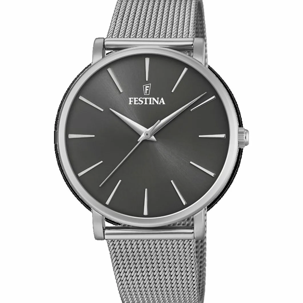 Festina Montre Acier<Montre F20475-4 - Boyfriend acier cadran noir index et bracelet milanais acier