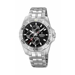 Festina Montre Acier<Montre F20445-3 - Multifonction acier quartz cadran noir et bracelet acier