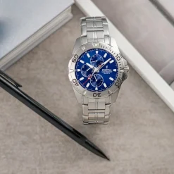 Festina Montre Acier<Montre F20445-2 - Multifonction acier quartz cadran bleu et bracelet acier