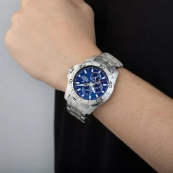 Festina Montre Acier<Montre F20445-2 - Multifonction acier quartz cadran bleu et bracelet acier