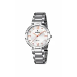 Festina Montre Acier<Montre MADEMOISELLE F16936-B - Femme ACIER CADRAN ARGENT ROSES BRACELET ACIER