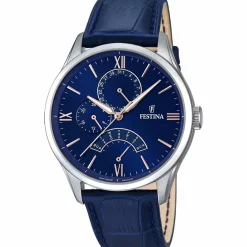 Festina Montre Cuir<Montre Retro F16823-3 - Homme Bracelet Cuir Bleu