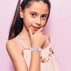 Certus Montre Fille<Montre Fille 647614 - Bracelet Cuir Blanc avec Motifs Danseuses