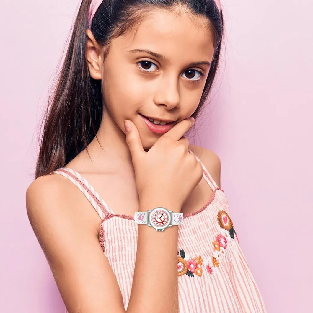 Certus Montre Fille<Montre Fille 647614 - Bracelet Cuir Blanc avec Motifs Danseuses