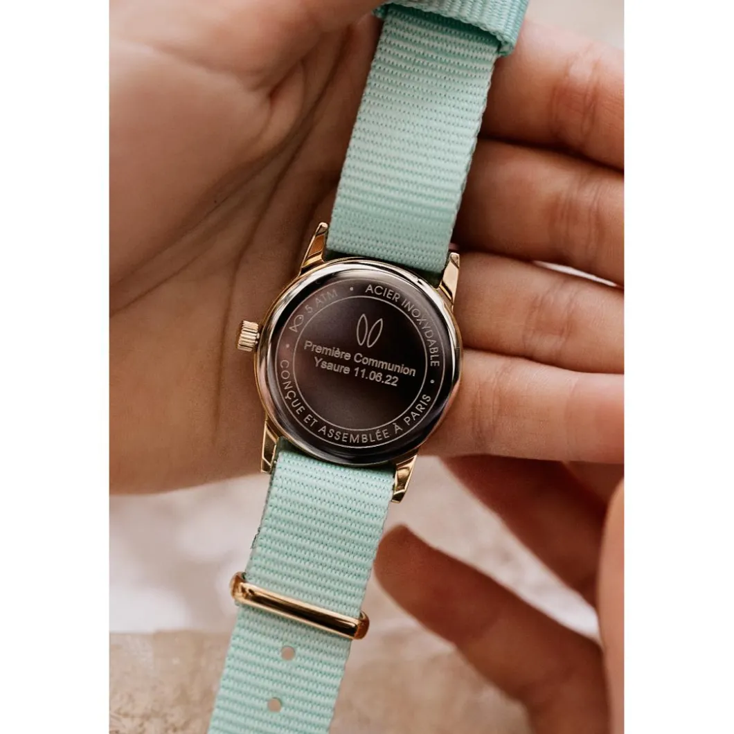 Millow Paris Montre Fille<Montre fille Classique - MIL465 Bracelet Nylon Vert menthe