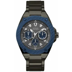 Guess Montre Acier<Montre W1305G3 - LEGACY Boîtier acier canon de fusil brillant lunette acier IP bleue cadran gunmetal multifonction bracelet acier canon de fusil brillant Homme