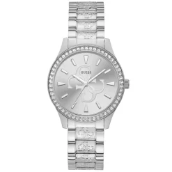 Guess Montre Acier<Montre W1280L1 - ANNA Boîtier acier brillant avec cristaux cadran argenté bracelet acier brillant Femme