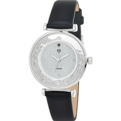 So Charm Montres Montre Cuir<Montre Héléna élégante noire ornée d'un véritable diamant noir