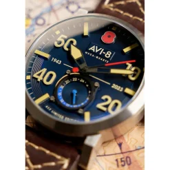 Avi-8 Montre Cuir<Montre Homme Dambuster 80Th Anniversary Royal British Legion Meca-Quatz Limited Edition - AV-4108-RBL-02 Bracelet Cuir Marron